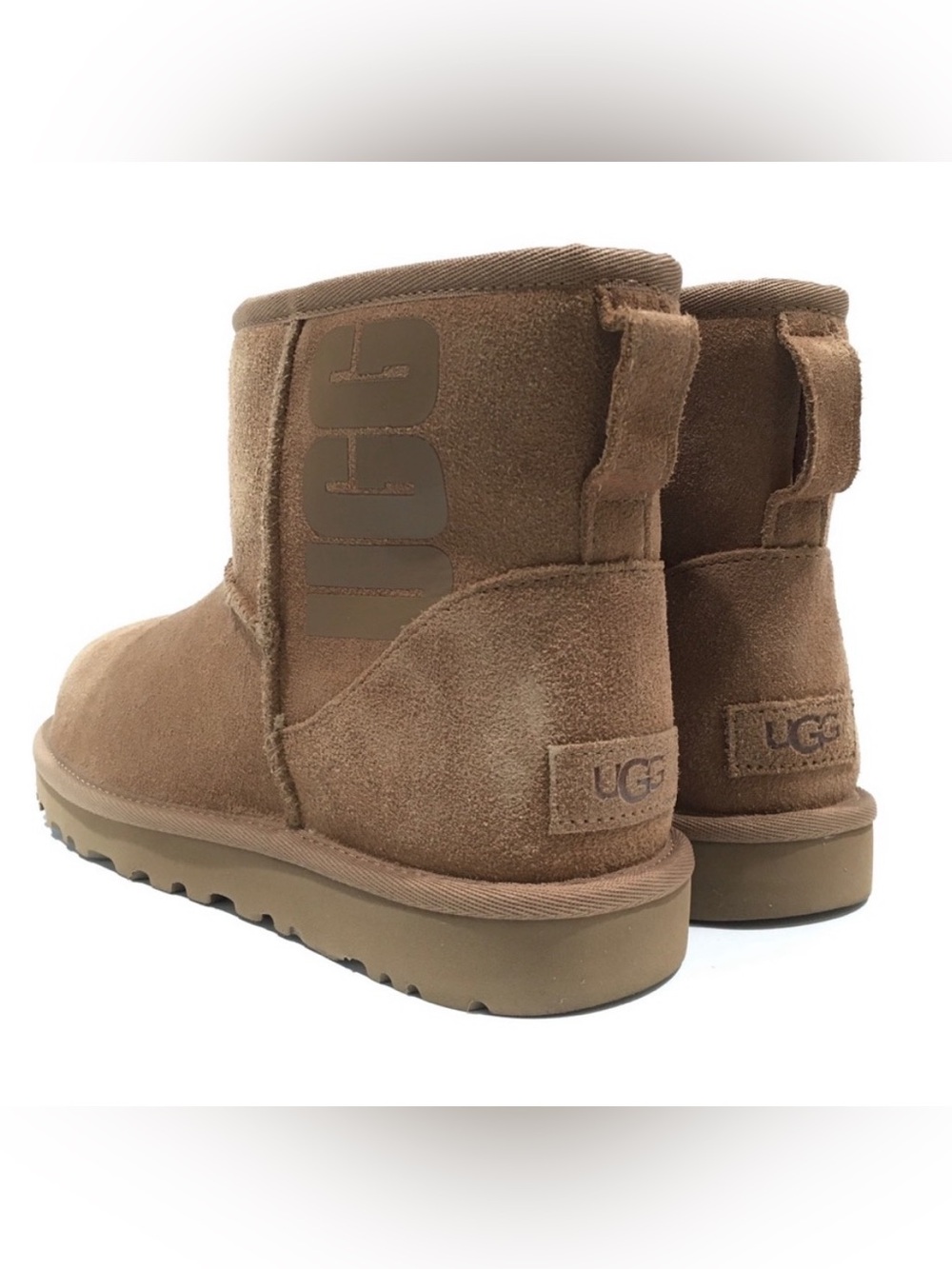 UGG Classic Mini Boots - Chestnut Color - Suede - Sheepskin Lining - Picture 6 of 9